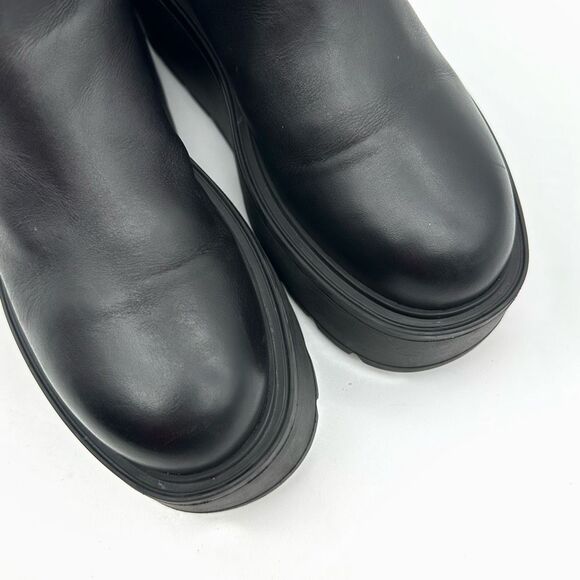 VALENTINO Black Uniqueform VLogo Tall Platform Wedge Boot Size 38.5 Heel Leather - Picture 5 of 11